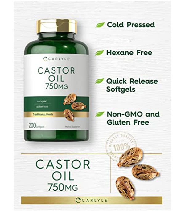 Carlyle Castor Oil 750mg | 200 Softgels | Traditional Herb | Non-GMO, Gluten Free Supplement Carlyle