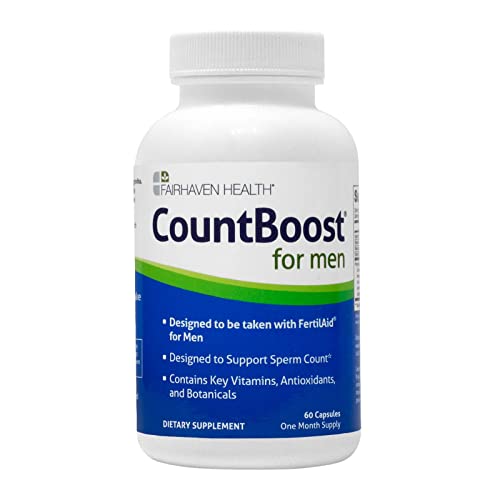 Fairhaven Health CountBoost for Men - Male Fertility Supplement to Support Count - with Ashwagandha, Maca, Glutathione, B Vitamins - FertilAid for Men Companion Product (60 Capsules / 1 Month Supply) Fairhaven Health