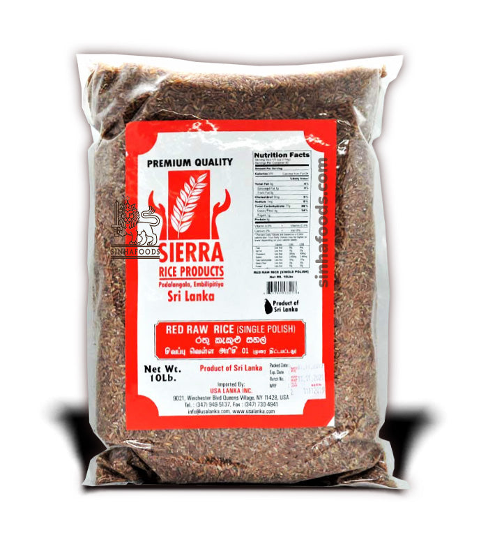 Sierra Red Raw Rice Single Polish (Dark) 10LB Sinhafoods